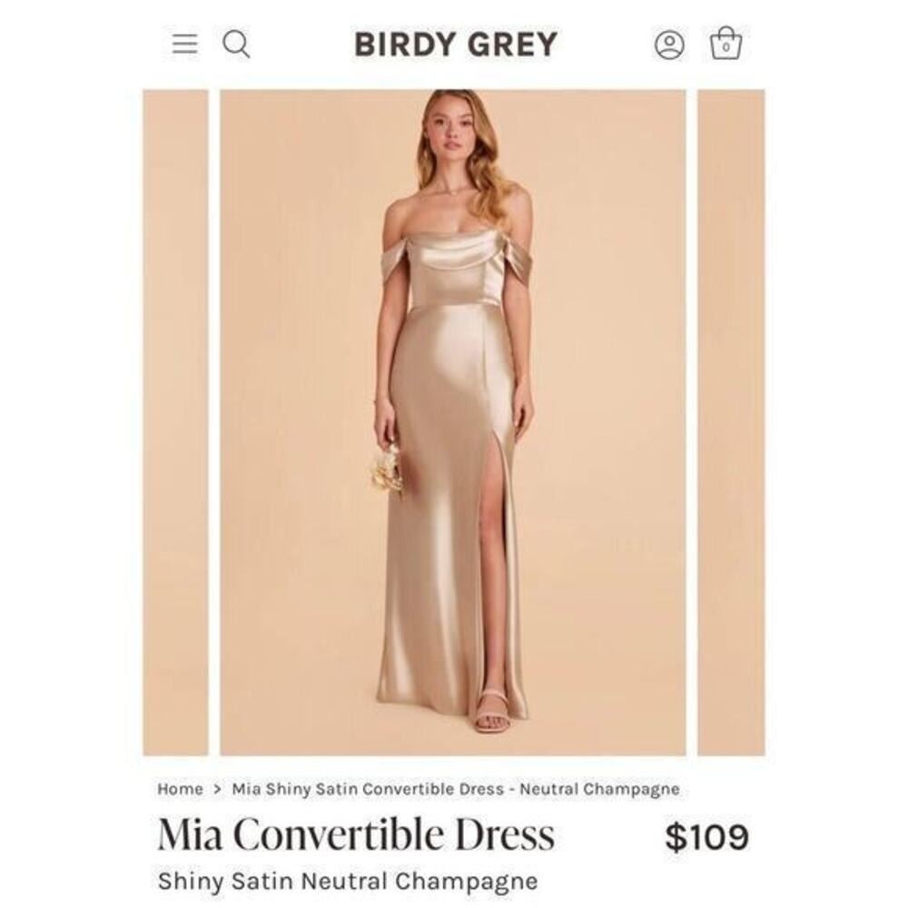 Birdy Grey Neutral Champagne Mia Convertible Dress Bridesmaid Maxi Size SMALL